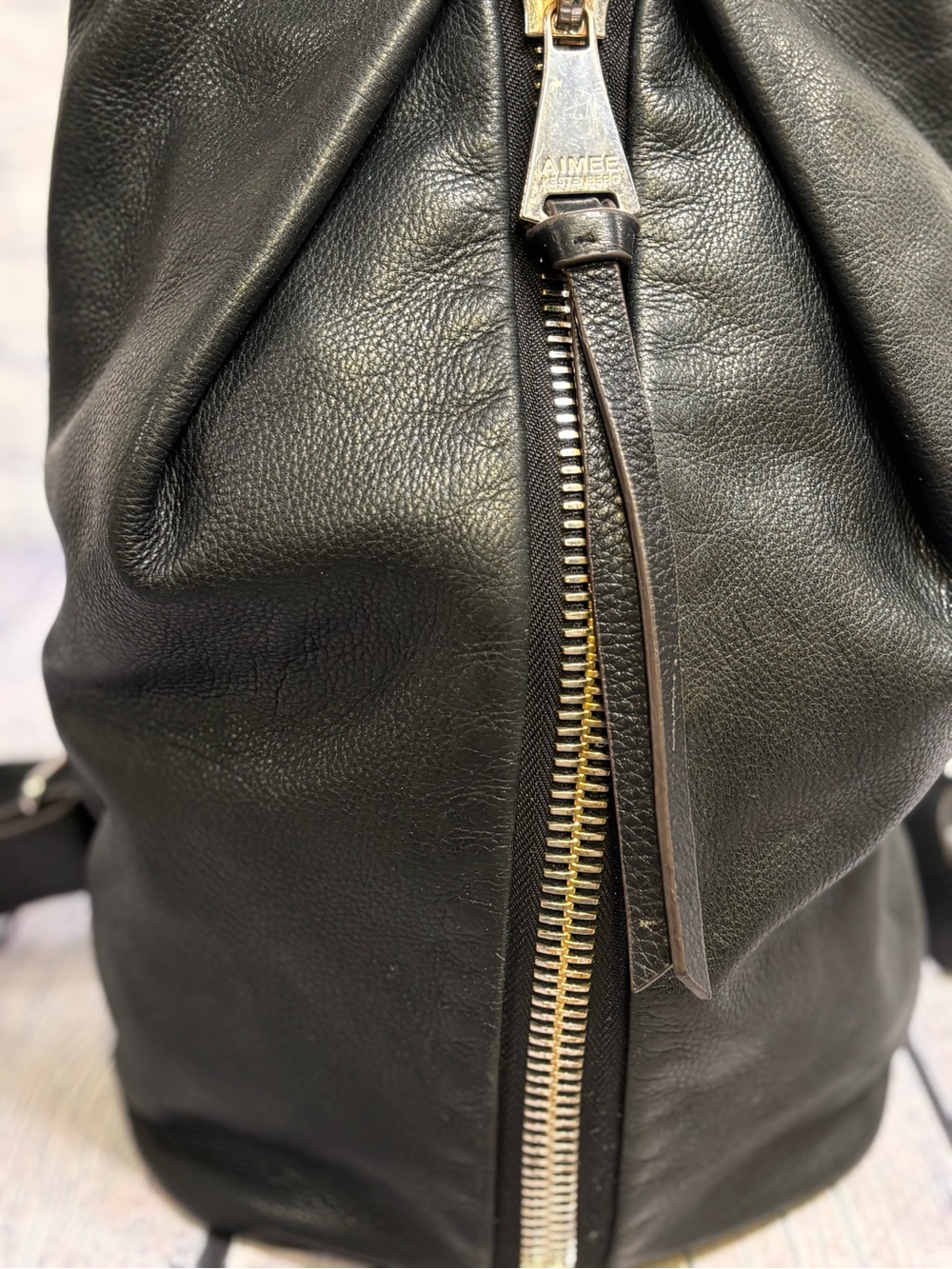 Aimee Kestenberg Tamitha Black Pebbled Leather Boho Classic Backpack Purse - Picture 4 of 15
